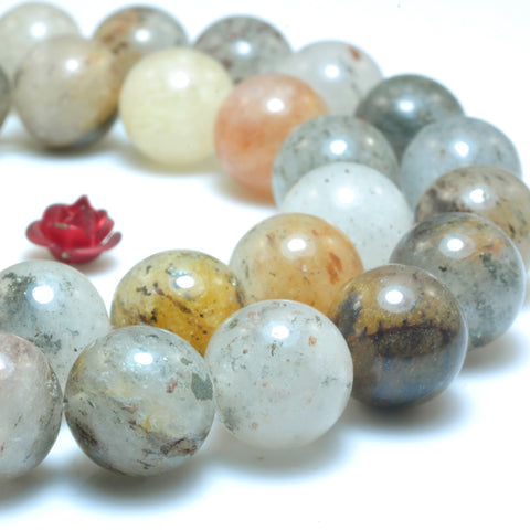 Natural Phantom Crystal smooth round beads wholesale gemstone jewelry making bracelet necklace diy