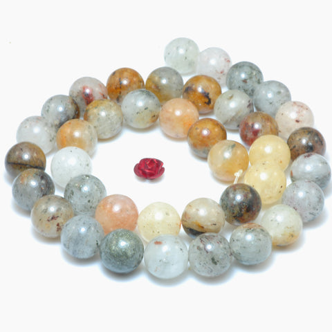 Natural Phantom Crystal smooth round beads wholesale gemstone jewelry making bracelet necklace diy