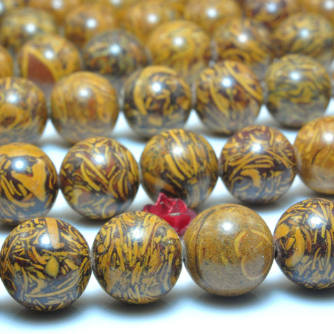 YesBeads Natural Rubber stone smooth round beads wholesale gemstone jewelry making 15"