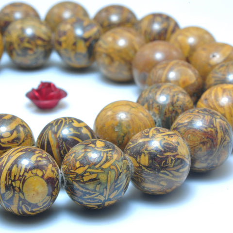YesBeads Natural Rubber stone smooth round beads wholesale gemstone jewelry making 15"