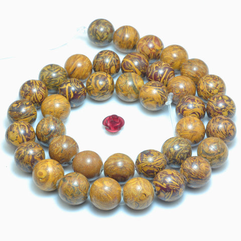 YesBeads Natural Rubber stone smooth round beads wholesale gemstone jewelry making 15"