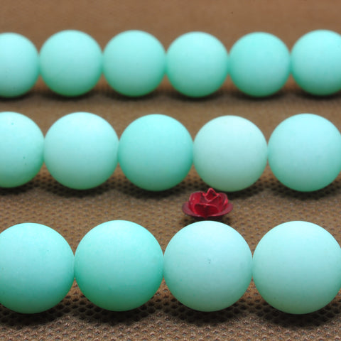 YesBeads Green Jade matte round loose beads wholesale gemstone jewelry making