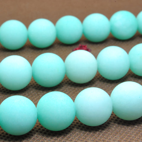 YesBeads Green Jade matte round loose beads wholesale gemstone jewelry making