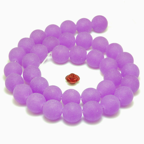 YesBeads Purple Jade matte round loose beads wholesale gemstone jewelry making