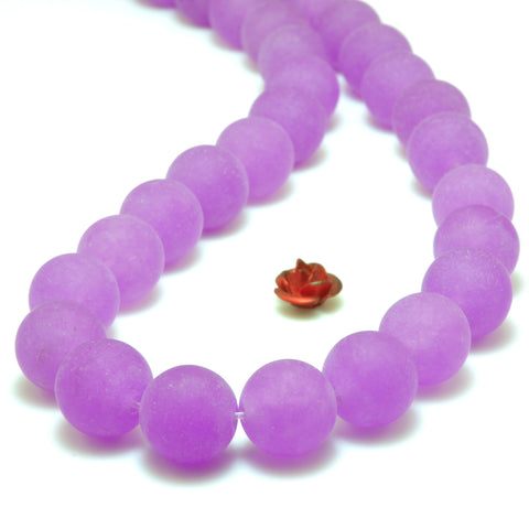 YesBeads Purple Jade matte round loose beads wholesale gemstone jewelry making