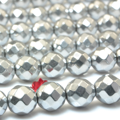 YesBeads Silver Hematite titanium coated stone faceted round beads gemstone wholesale jewelry making