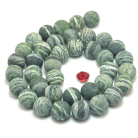 YesBeads Natural Green Zebra Jasper matte round beads wholesale gemstone jewelry makiing