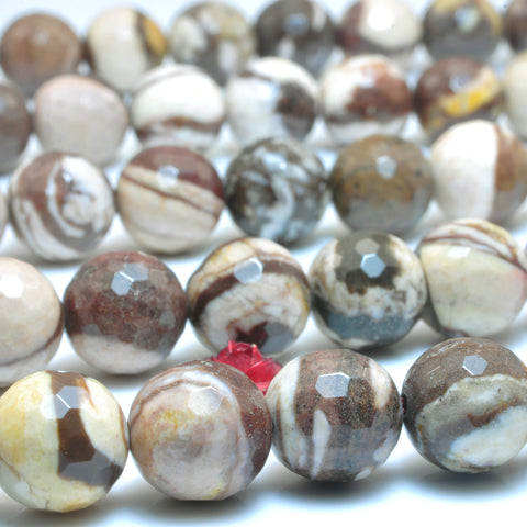 YesBeads Natural Brown Zebra Jasper faceted round beads wholesale gemstone jewelry making