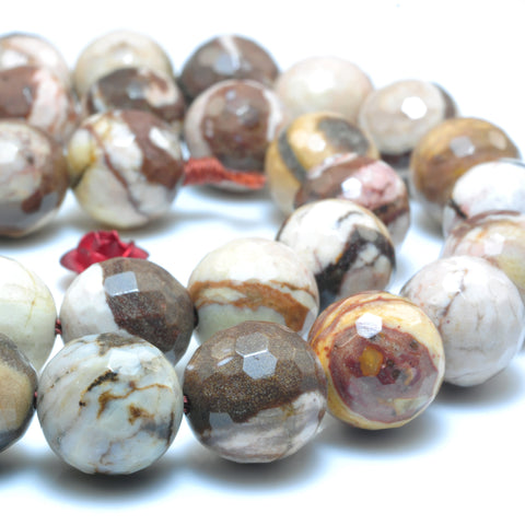 YesBeads Natural Brown Zebra Jasper faceted round beads wholesale gemstone jewelry making