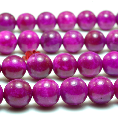 YesBeads Rose Purple Jade smooth round beads wholesale gemstone jewelry 15"