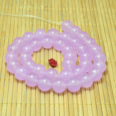 YesBeads Purple Lavender Jade smooth round loose beads wholesale gemstone jewelry making