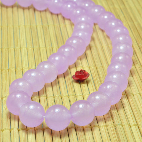 YesBeads Purple Lavender Jade smooth round loose beads wholesale gemstone jewelry making