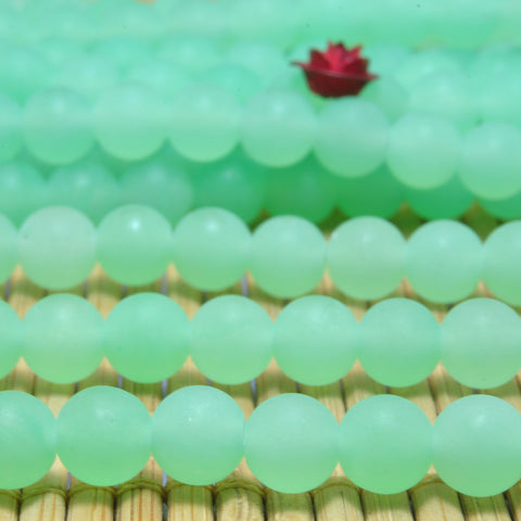 YesBeads Green Jade matte round loose beads wholesale gemstone jewelry making 6mm