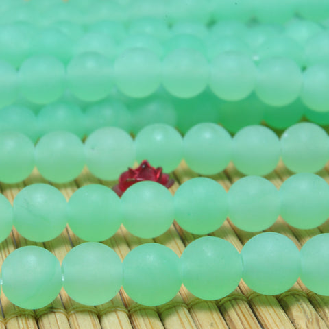 YesBeads Green Jade matte round loose beads wholesale gemstone jewelry making 6mm