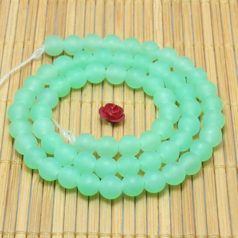 YesBeads Green Jade matte round loose beads wholesale gemstone jewelry making 6mm