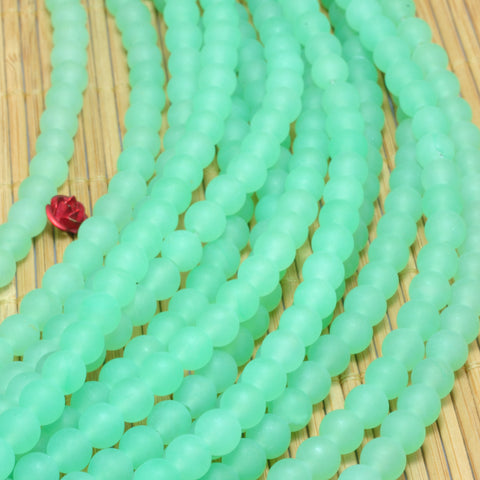YesBeads Green Jade matte round loose beads wholesale gemstone jewelry making 6mm