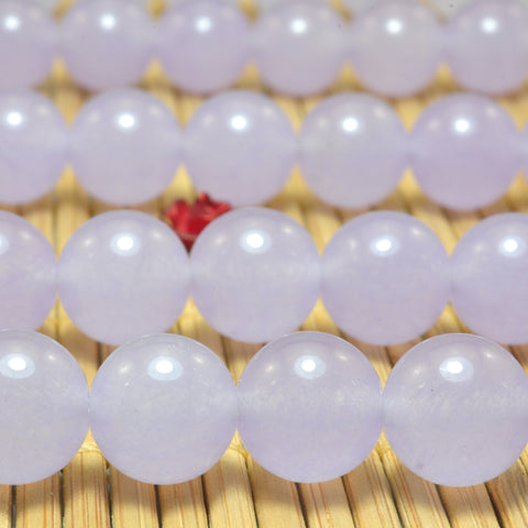 YesBeads Light Purple Jade smooth round loose beads wholesale gemstone jewelry making 15"