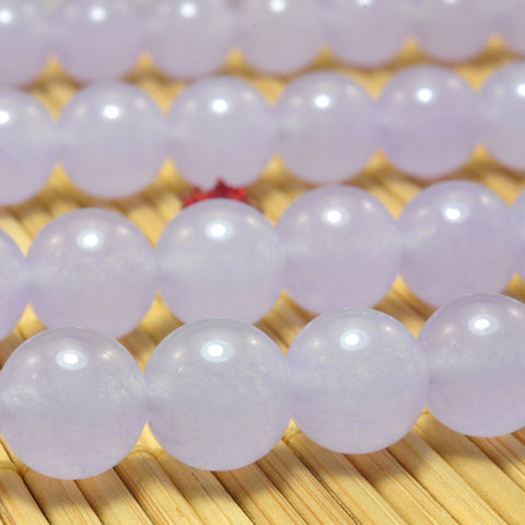 YesBeads Light Purple Jade smooth round loose beads wholesale gemstone jewelry making 15"