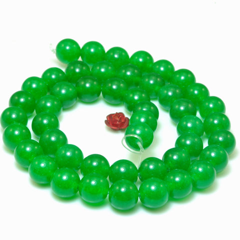 YesBeads Green Jade smooth round loose beads wholesale gemstone jewelry making 15"