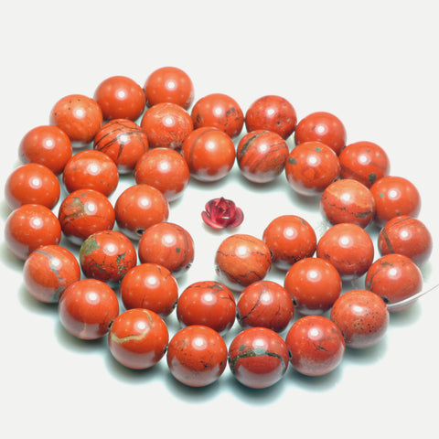 YesBeads Natural Red Jasper smooth round loose beads gemstone wholesale jewelry making 15"