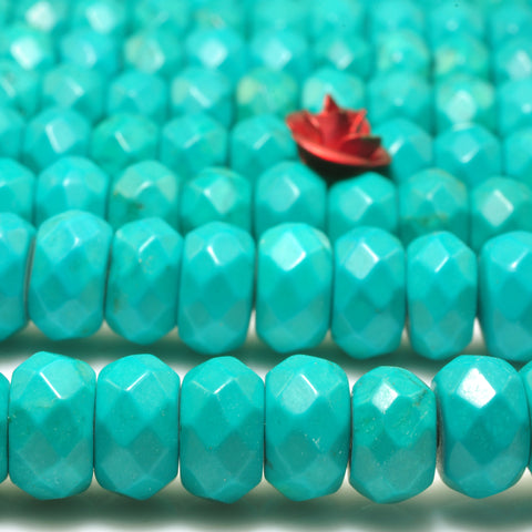 YesBeads Green Turquoise faceted rondelle beads wholesale gemstone jewelry 15"