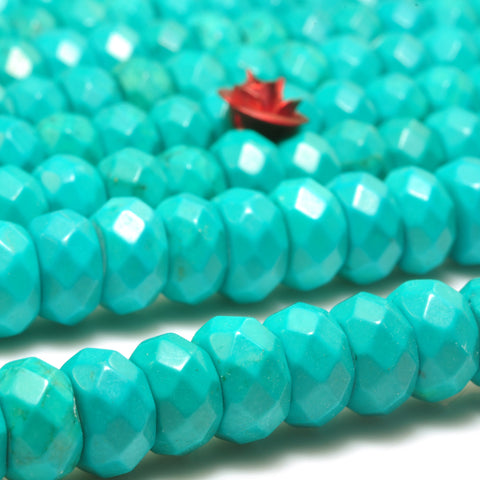 YesBeads Green Turquoise faceted rondelle beads wholesale gemstone jewelry 15"
