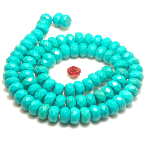 YesBeads Green Turquoise faceted rondelle beads wholesale gemstone jewelry 15"