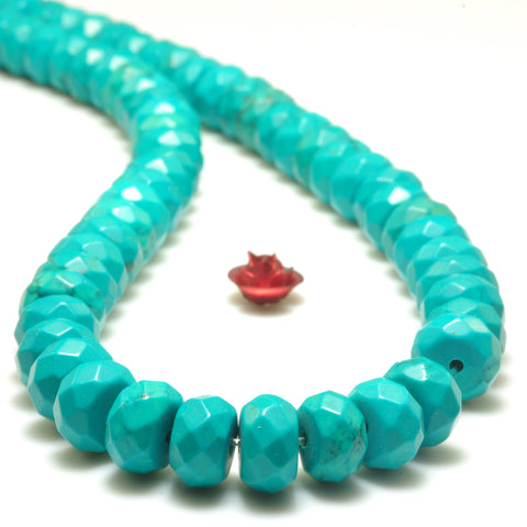 YesBeads Green Turquoise faceted rondelle beads wholesale gemstone jewelry 15"
