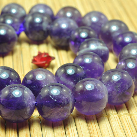 Natural Amethyst smooth round beads wholesale gemstone jewelry making bracelet necklace diy