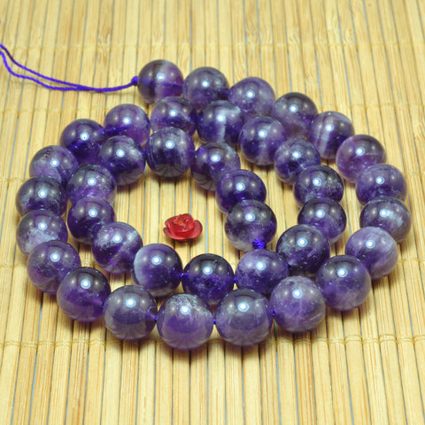 Natural Amethyst smooth round beads wholesale gemstone jewelry making bracelet necklace diy
