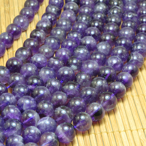 Natural Amethyst smooth round beads wholesale gemstone jewelry making bracelet necklace diy