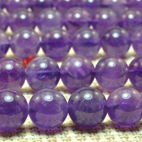 Natural Amethyst smooth round loose beads wholesale gemstone jewelry making bracelet necklace diy