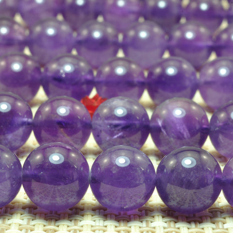 Natural Amethyst smooth round loose beads wholesale gemstone jewelry making bracelet necklace diy