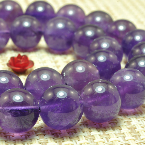 Natural Amethyst smooth round loose beads wholesale gemstone jewelry making bracelet necklace diy