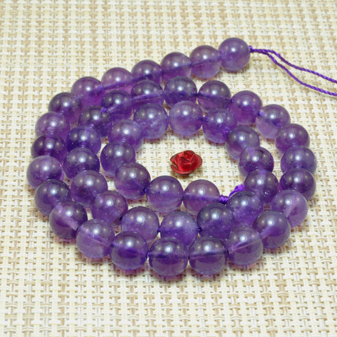 Natural Amethyst smooth round loose beads wholesale gemstone jewelry making bracelet necklace diy