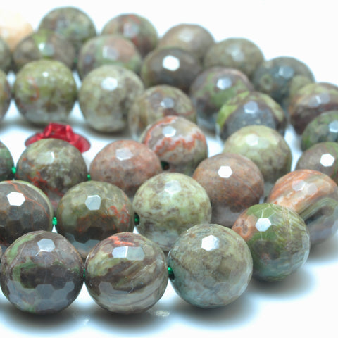 YesBeads Natural Rainforest Agate faceted round loose beads wholesale gemstone rainforest jasper jewelry 15"