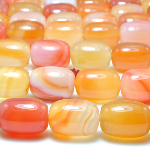 Natural Rainbow Agate smooth barrel beads wholesale gemstone jewelry making bracelet necklace diy