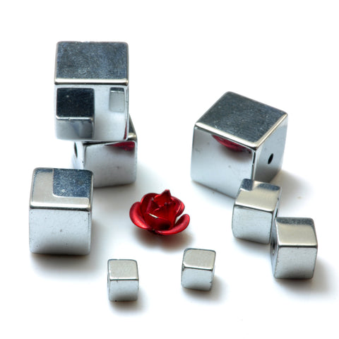 YesBeads Antique Silver Hematite smooth square cube loose beads stone wholesale jewelry 15"