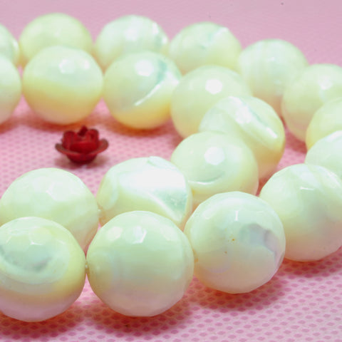 YesBeads Natural White MOP mother of pearl micro faceted round beads wholesale gemstone jewelry