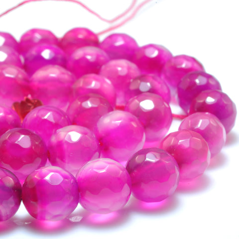 Rose red agate faceted round beads wholesale gemstone jewelry making bracelet diy stuff