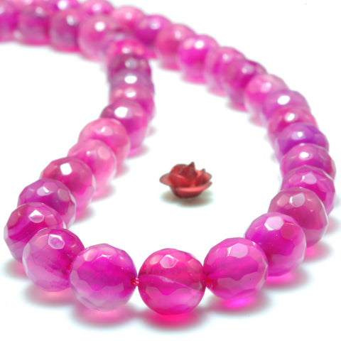 Rose red agate faceted round beads wholesale gemstone jewelry making bracelet diy stuff