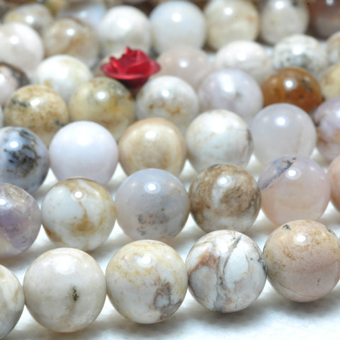 YesBeads Natural Smoky Dendritic Opal smooth round beads gemstone wholesale jewelry 15"