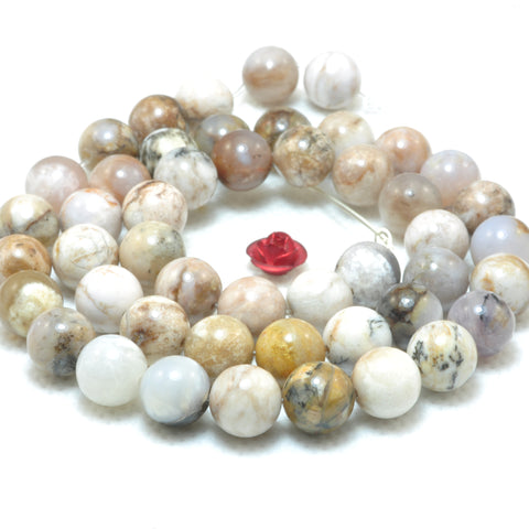 YesBeads Natural Smoky Dendritic Opal smooth round beads gemstone wholesale jewelry 15"