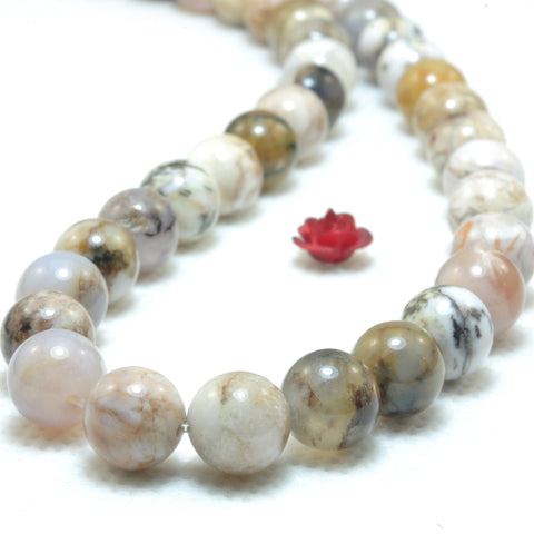 YesBeads Natural Smoky Dendritic Opal smooth round beads gemstone wholesale jewelry 15"