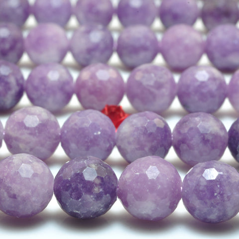 Natural Purple Lepidolite faceted round loose beads wholesale gemstone for jewelry making DIY