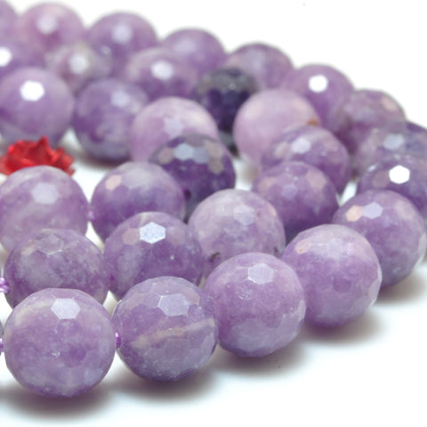 Natural Purple Lepidolite faceted round loose beads wholesale gemstone for jewelry making DIY