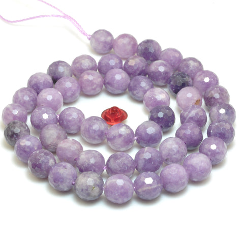 Natural Purple Lepidolite faceted round loose beads wholesale gemstone for jewelry making DIY