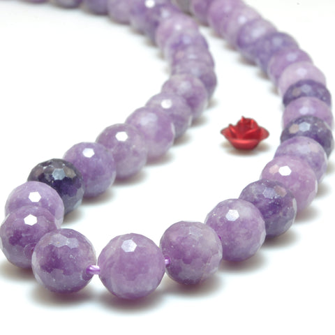 Natural Purple Lepidolite faceted round loose beads wholesale gemstone for jewelry making DIY