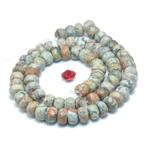 YesBeads Natural Picasso Jasper faceted rondelle beads gray and red map stone wholesale jewelry