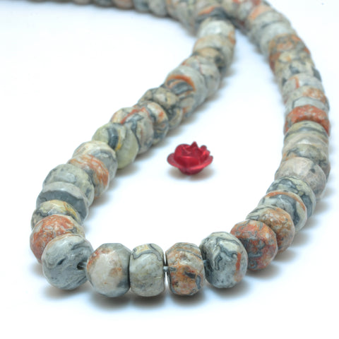 YesBeads Natural Picasso Jasper faceted rondelle beads gray and red map stone wholesale jewelry